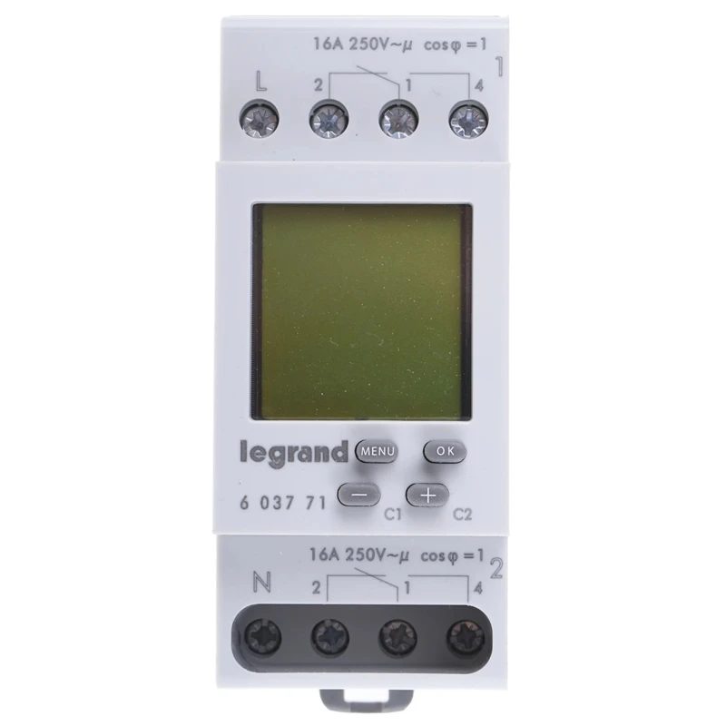 Legrand Digital MicroRex Plus 2 DIN Rail Time Switch 2-Channel 230V AC 6 037 71