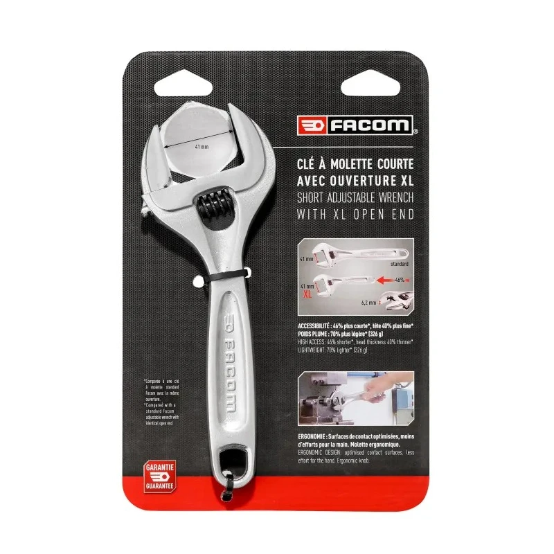 Facom Adjustable Spanner 40 mm Jaw Capacity 200mm Overall Length Metal Handle 113AS.8CPB