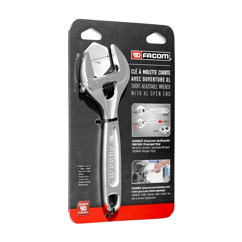Facom Adjustable Spanner 40 mm Jaw Capacity 200mm Overall Length Metal Handle 113AS.8CPB