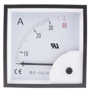 RS PRO Analogue Panel Ammeter 30 A AC, 92 mm x 92 mm, ±1.5 % Accuracy, Moving Iron 901-0368