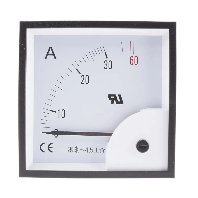 RS PRO Analogue Panel Ammeter 30 A AC, 92 mm x 92 mm, ±1.5 % Accuracy, Moving Iron 901-0368