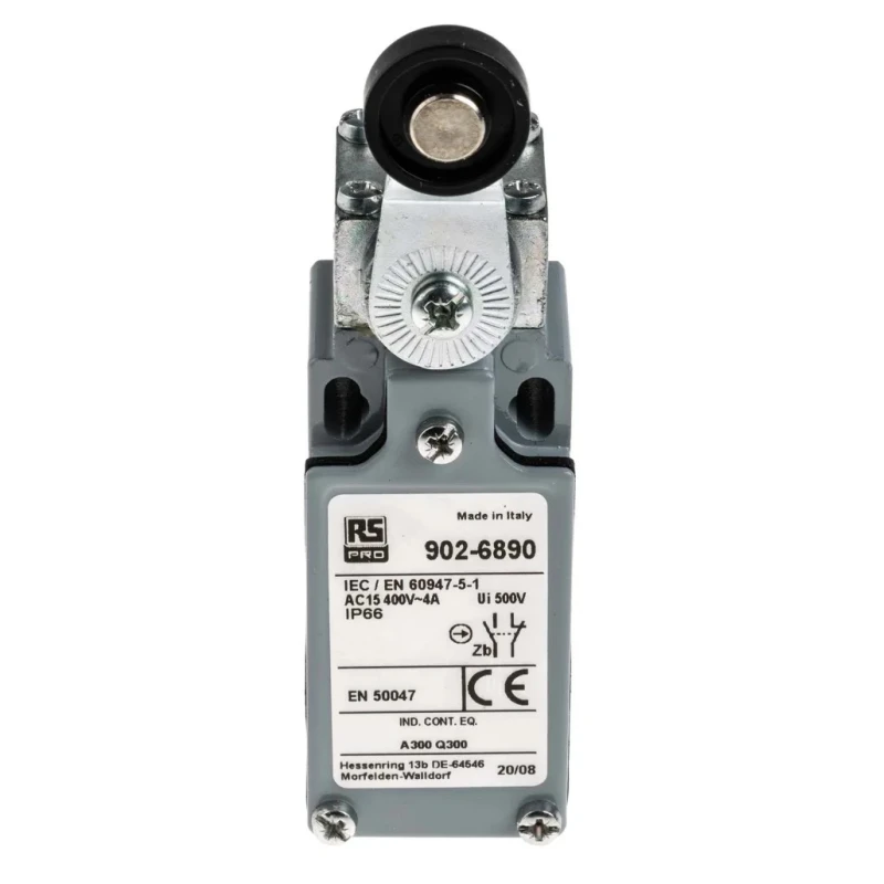RS PRO Roller Lever Limit Switch 1 NO/1 NC Zinc Alloy Housing IP66 Rated 400V AC 10A IP66
