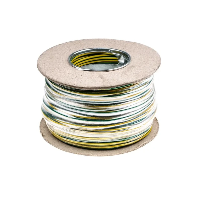 RS PRO Green, Yellow 2.5 mm² Hook Up Wire, 14 AWG, 45 x 0.25 mm Core Strands, 100 m Length, Polyvinyl Chloride 902-8414