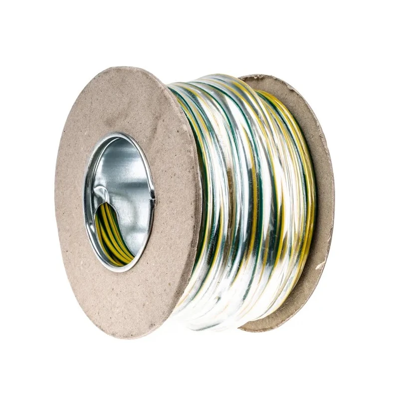 RS PRO Green, Yellow 2.5 mm² Hook Up Wire, 14 AWG, 45 x 0.25 mm Core Strands, 100 m Length, Polyvinyl Chloride 902-8414