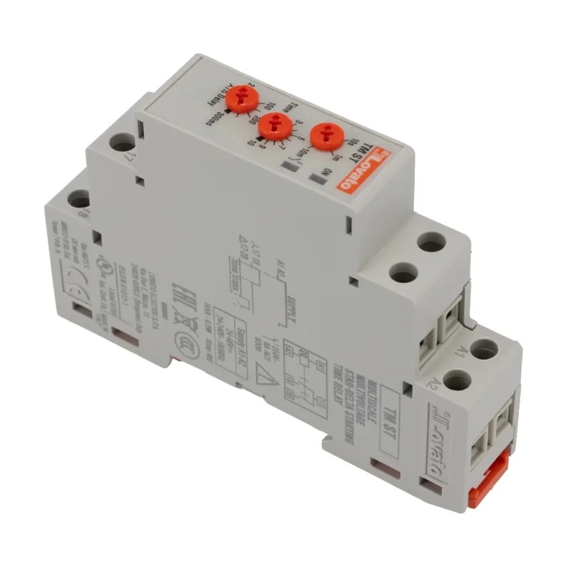 RS PRO TM Series DIN Rail Timer Relay, DPST, 2-Contact, 24 to 48 V dc 24V ac, 240 V ac, 0.1 s to 10 min, Valve Function TMST