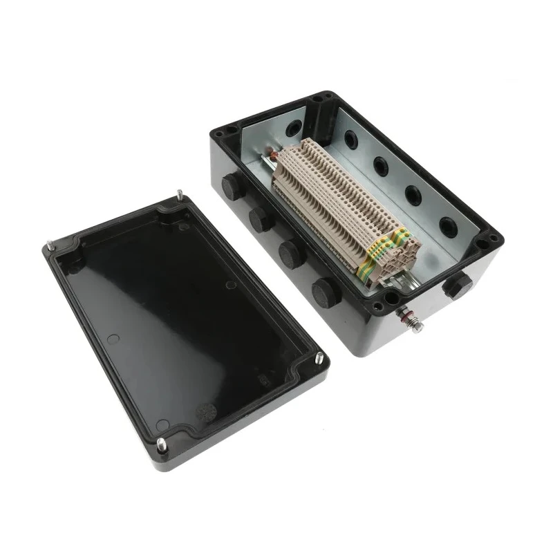 CE-TEK Black Glass Reinforced Polyester Junction Box IP66 26 Terminals ATEX Certified 260x160x90 mm CEP261690PA