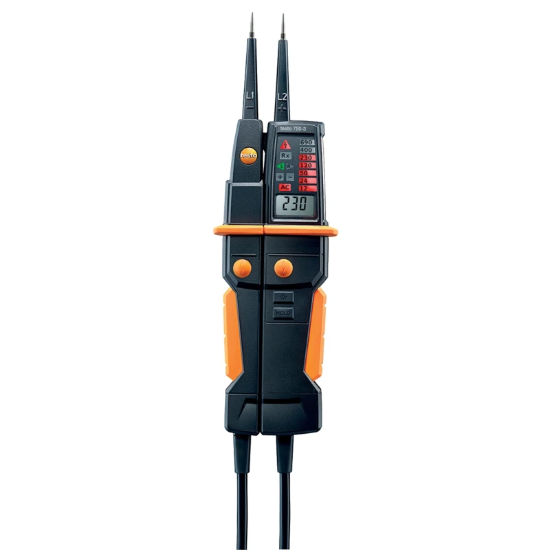 Testo LED LCD Voltage Tester 12-690V AC/DC, Continuity Check, Battery Powered Aurix 0590 7503