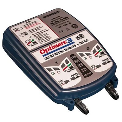 TecMate OptiMate 3x2 Fully Automatic 12V Lead Acid Battery Charger 800mA with UK Plug TM450BS