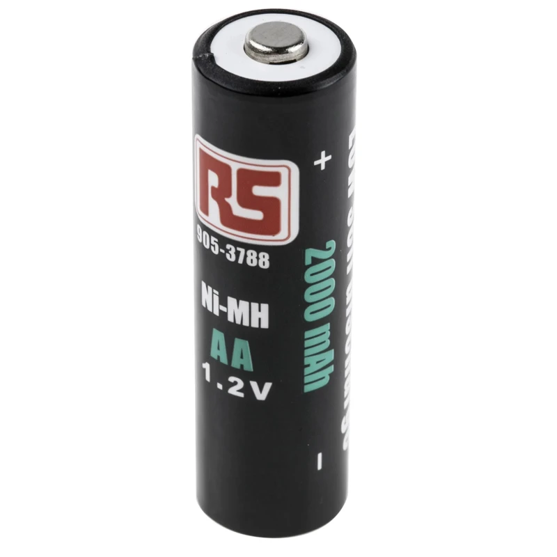 RS PRO Rechargeable AA Nickel Metal Hydride Battery, 2 Ah Capacity, 1.2 V Nominal Voltage - Pack of 4 905-3788