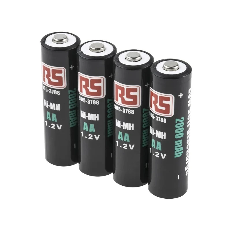 RS PRO Rechargeable AA Nickel Metal Hydride Battery, 2 Ah Capacity, 1.2 V Nominal Voltage - Pack of 4 905-3788