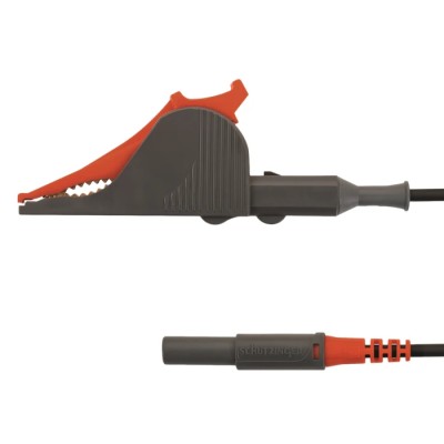 Schutzinger Kelvin Clip Red, Black, 10A, 70V, 30 mm Jaw Opening, Gold Plating KML 7852 Au / SAK / 150 / RT