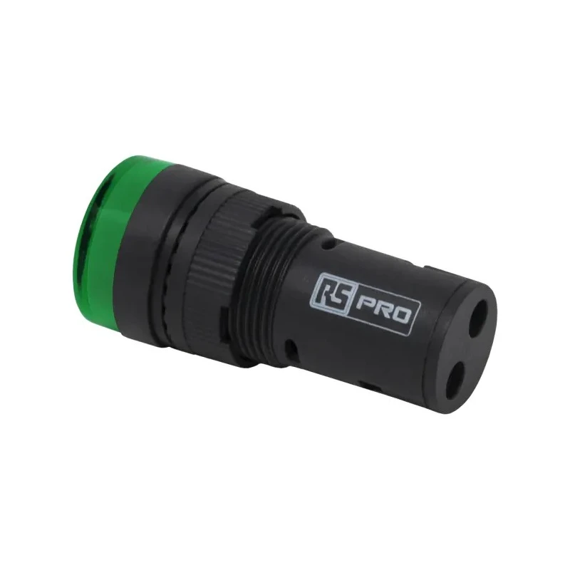 RS PRO Panel Mount Green LED Pilot Light 16 mm Cutout, 12 V AC/DC, IP40, Round, Model 909-2430