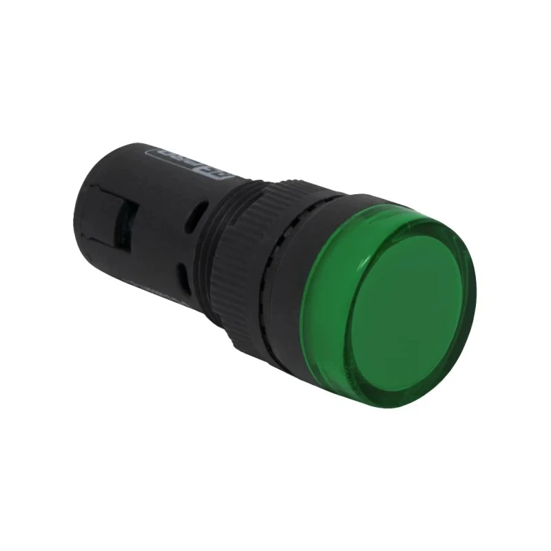 RS PRO Panel Mount Green LED Pilot Light 16 mm Cutout, 12 V AC/DC, IP40, Round, Model 909-2430