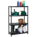 RS PRO Black 4 Shelf Plastic Shelving Unit 1.4 m Height x 900 mm Width x 400 mm Depth Load Capacity 50 kg 909-7025