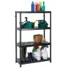 RS PRO Black 4 Shelf Plastic Shelving Unit 1.4 m Height x 900 mm Width x 400 mm Depth Load Capacity 50 kg 909-7025