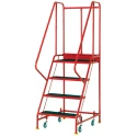 RS PRO Heavy Duty 4 Tread Ribbed Rubber Steel Mobile Safety Steps 0.915m Platform Height Red 909-7078