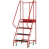 RS PRO Heavy Duty 4 Tread Ribbed Rubber Steel Mobile Safety Steps 0.915m Platform Height Red 909-7078