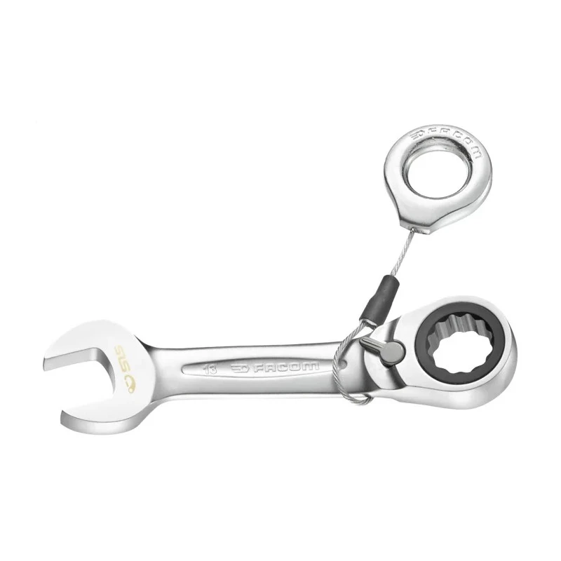 Facom Combination Ratchet Spanner Satin Chrome Height Safe 12 mm, 106mm Overall Length 467S.12SLS