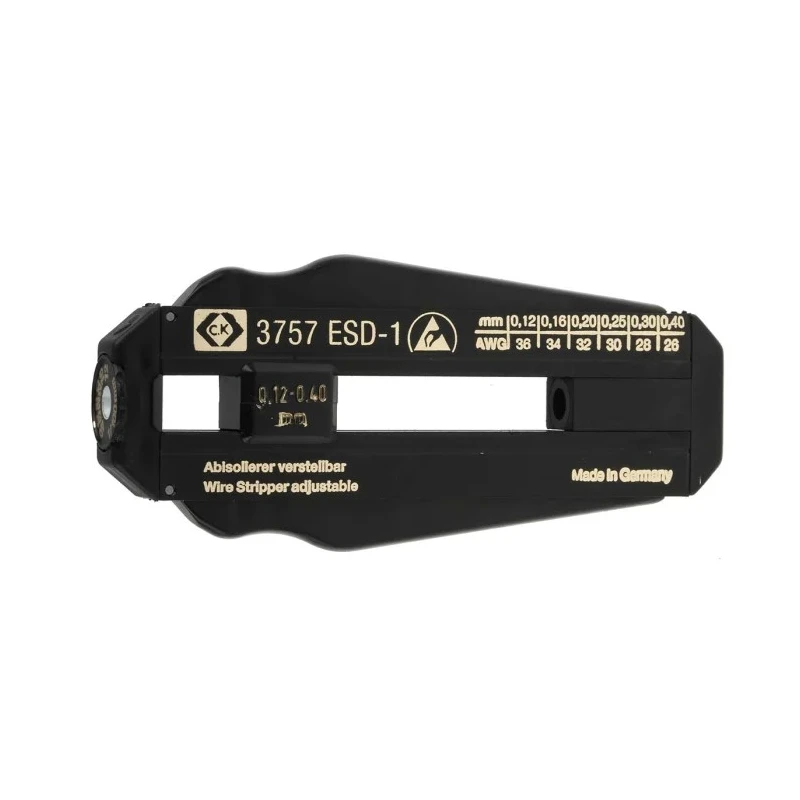 CK Wire Insulated Wire Stripper 0.12 to 0.4 mm Stripping Range, Stainless Steel, Insulated Handle, 98mm Overall T3757ESD 1