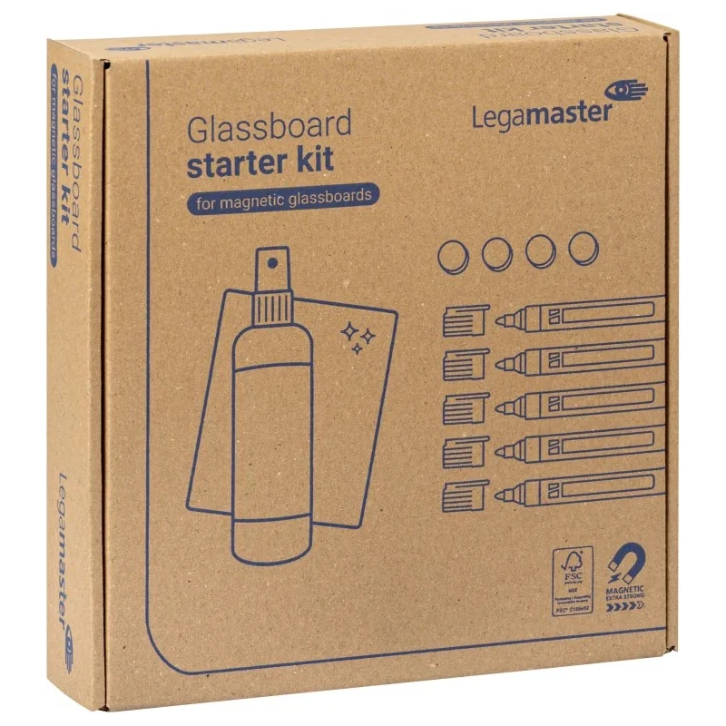 Legamaster White Board Accessory Kit including Microfibre Cloth, TZ 7 Cleaning Spray, Superstrong Magnets, and 867457000