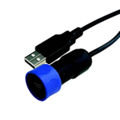 Bulgin Buccaneer Series Straight Cable Mount Male USB Type A Connector with IP66, IP68, IP69K Sealing, 42V PXP4040/B/3M00