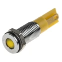 RS PRO Yellow Panel Mount Indicator 6V DC 20mA Flush Bezel Silver 21.6mm Length 913-2689