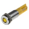 RS PRO Yellow Panel Mount Indicator 6V DC 20mA Flush Bezel Silver 21.6mm Length 913-2689