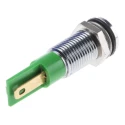 RS PRO Green Panel Mount Indicator 24V DC 20mA Solder Lug Termination IP67 Flush Bezel 913-8716