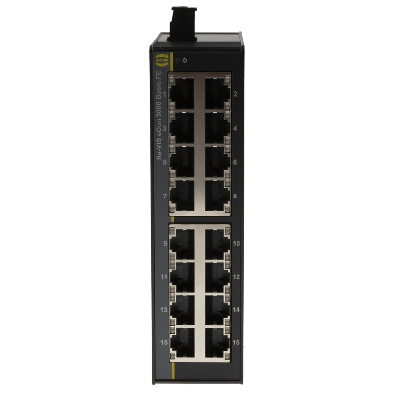 HARTING Unmanaged 16 Port Ethernet Switch 100 Mbps Network Speed 24-48V DC DIN-Rail Mount 24030160010