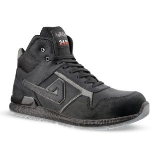AIMONT 24 Bit Black Grey Aluminium Toe Capped Unisex Ankle Safety Boots EU 40, Lace Up, Leather Upper KANYE ABI04 40