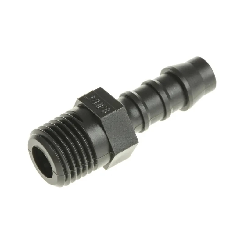 RS PRO Nylon Straight Hose Connector 8 mm ID BSP Threaded Male 1/4 in Black 795-146