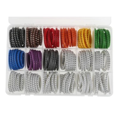 RS PRO Slide-On Cable Marker Kit Pre-printed Earth 0 to 9 + - L T Plain R S N 3mm to 4.2mm Cable Diameter 914-0602