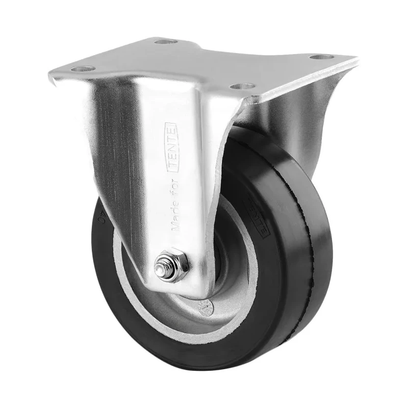 Tente Fixed Castor Heavy Duty 200 kg Load Capacity 100 mm Black Elastic Tyre Wheel 3678IEP100P62