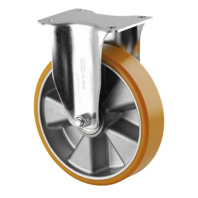 Tente Heavy Duty Fixed Castor, 600 kg Load Capacity, 200 mm Polyurethane Wheel, Pressed Steel Frame 3678ITP200P63