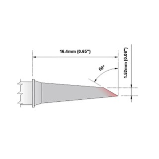 Thermaltronics 1.52 mm Straight Hoof 16.4 mm Soldering Iron Tip for use with MX-5000, TMT-9000S-1, TMT-9000S-2 M6DS529