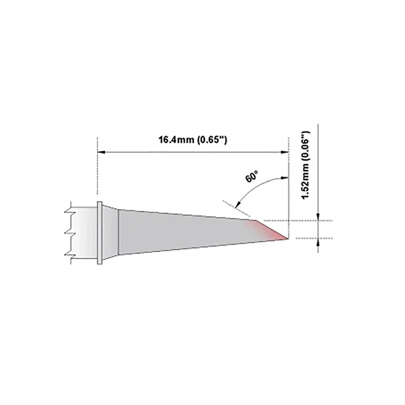 Thermaltronics 1.52 mm Straight Hoof 16.4 mm Soldering Iron Tip for use with MX-5000, TMT-9000S-1, TMT-9000S-2 M6DS529