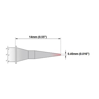 Thermaltronics 0.4 mm Straight Conical 14 mm Soldering Iron Tip M7C300