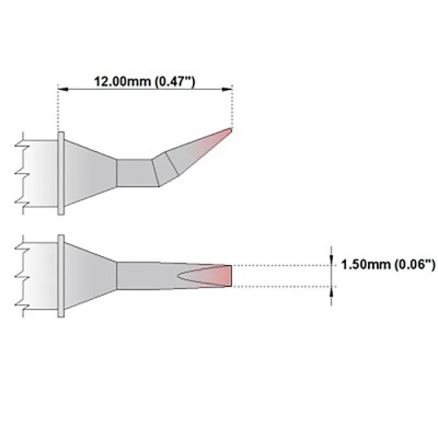 Thermaltronics 1.5 mm Bent Chisel 12 mm Soldering Iron Tip for MX-5000, TMT-9000S-1, TMT-9000S-2, MX-5200 M8CB226