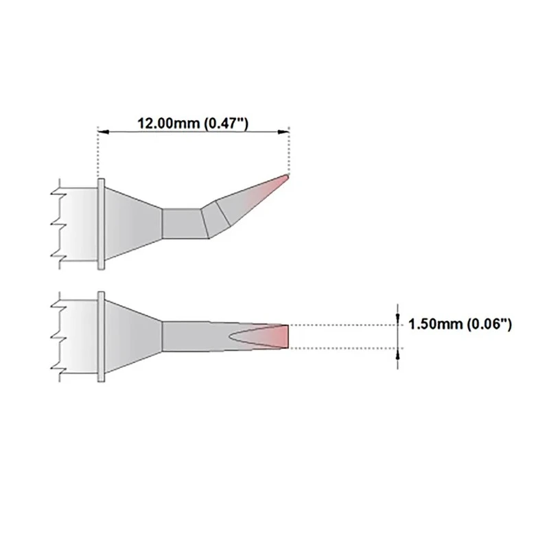 Thermaltronics 1.5 mm Bent Chisel 12 mm Soldering Iron Tip for MX-5000, TMT-9000S-1, TMT-9000S-2, MX-5200 M8CB226
