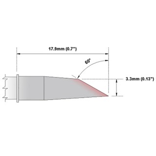 Thermaltronics 3.3 mm Straight Hoof 17.9 mm Soldering Iron Tip M8DS525