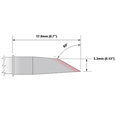 Thermaltronics 3.3 mm Straight Hoof 17.9 mm Soldering Iron Tip M8DS525