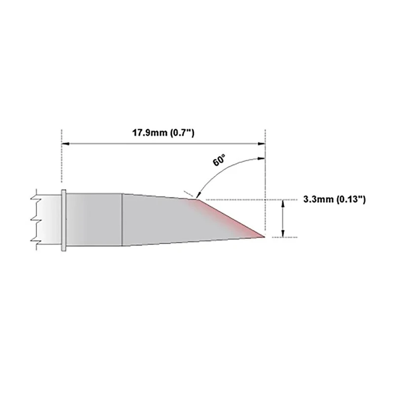 Thermaltronics 3.3 mm Straight Hoof 17.9 mm Soldering Iron Tip M8DS525