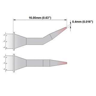 Thermaltronics 0.4 mm Bent Sharp Soldering Iron Tip 16 mm Length for MFR-PS1K, TMT-2000PS, PM75B325