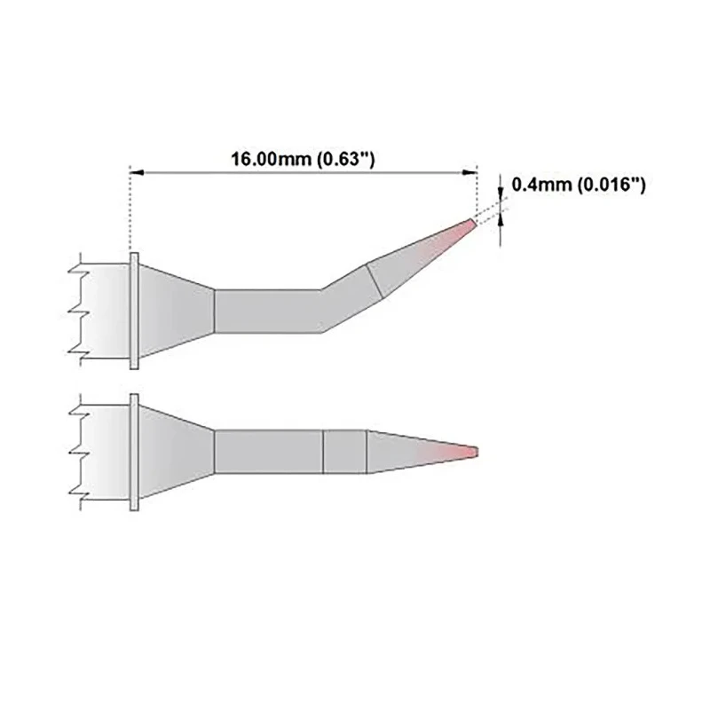Thermaltronics 0.4 mm Bent Sharp Soldering Iron Tip 16 mm Length for MFR-PS1K, TMT-2000PS, PM75B325