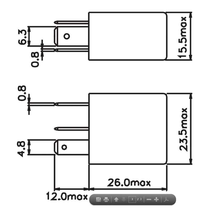 Durakool PCB Automotive Relay 12V DC Coil Voltage 1.81W Power 40A Switching Current SPST DG82-7021-36-1012-DR