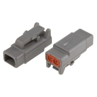 Deutsch Automotive Connector Male Grey Cable 2 Way Crimp Termination DTM06-2S