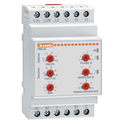 Lovato Electric Monitoring Relay 3 and 1 Phase SPDT DIN Rail, 0.1A to 16A, 220V AC, 240V AC PMA50A240
