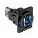 RS PRO USB Connector Panel Mount Straight Female/Female 2 Port USB Type B to A USB 3.0 916-0224