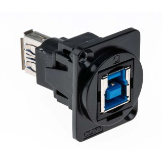 RS PRO USB Connector Panel Mount Straight Female/Female 2 Port USB Type B to A USB 3.0 916-0224