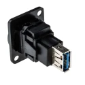RS PRO USB Connector Panel Mount Straight Female/Female 2 Port USB Type B to A USB 3.0 916-0224